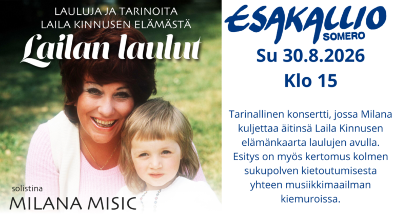 30.8.2026 Milana Misic: Lailan laulut -konsertti klo 15.00–17.00